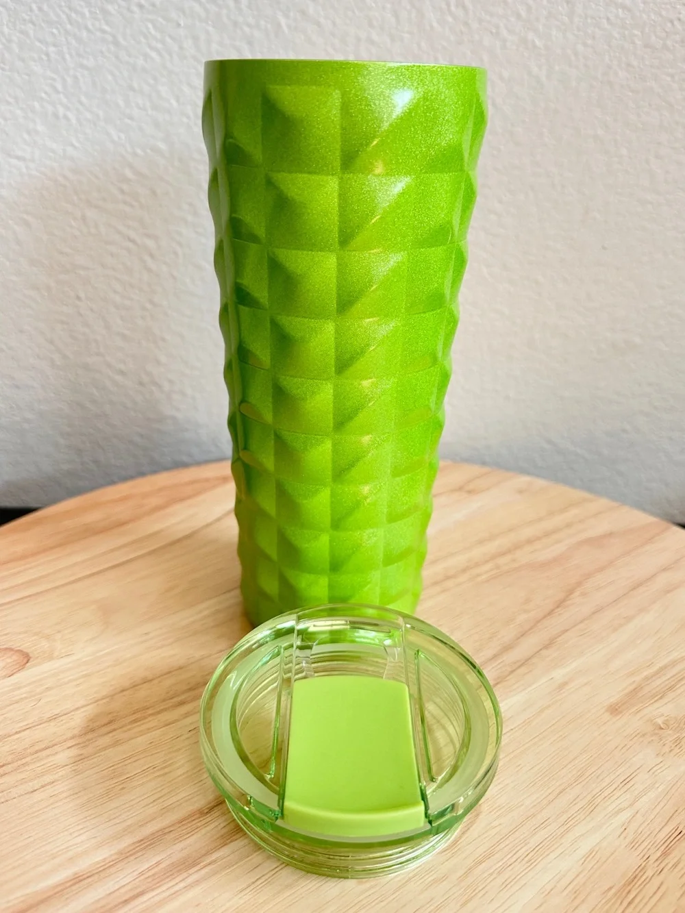 NWT Starbucks 2025 Neon Lime Green Glitter Studded Cold Brew SS Tumbler